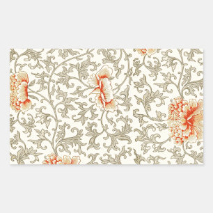 Owen Jones Vintage Patroon: Koraal Bloemig Grijs Rechthoekige Sticker