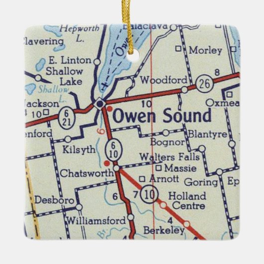 Owen Sound ON  Map Keramisch Ornament (Voorkant)