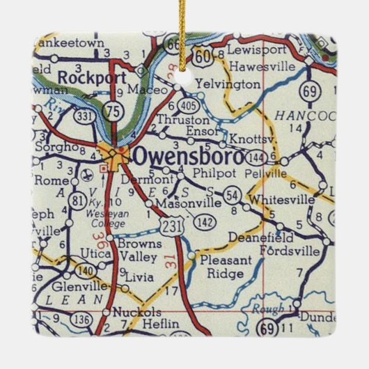 Owensboro KY  Map Keramisch Ornament (Achterkant)