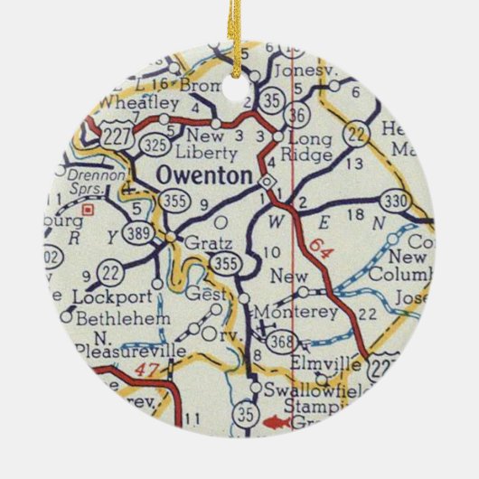 Owenton KY  Map Keramisch Ornament (Achterkant)