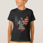 Owes You Work Harder Distressed American Flag T-shirt (Voorkant)