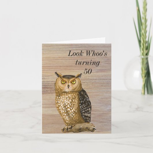 Owl 50th Birthday card Bedankkaart (Voorkant)