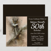 Owl 50th Birthday Party Kaart (Voorkant / Achterkant)