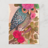 Owl A Sa Carte D'Art Fleurs (Devant)