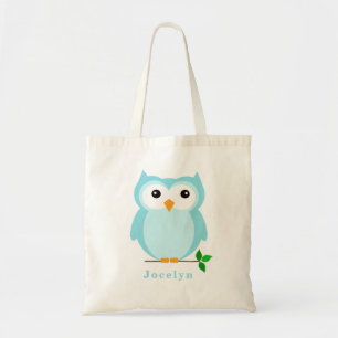 Owl Aangepaste Canvas tas, blauw Tote Bag