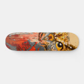 Owl, abstracte achtergrond in rood, goud skateboard (Horizontaal)