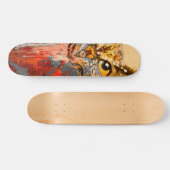 Owl, abstracte achtergrond in rood, goud skateboard (Horizontaal)