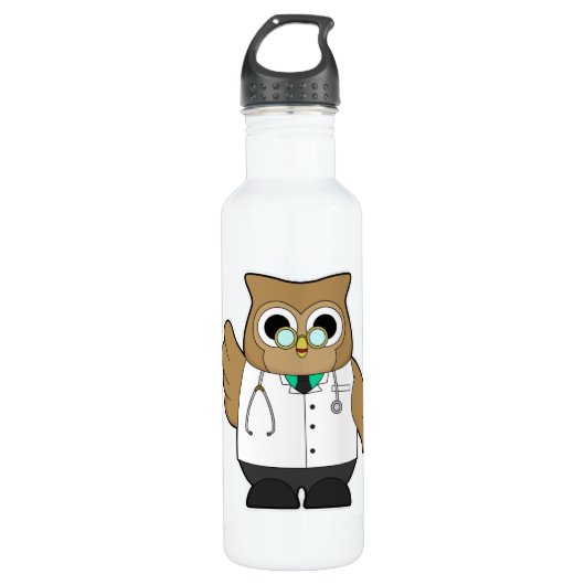 Owl als Doctor met Stetoscoop Waterfles (Voorkant)