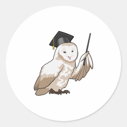 Owl als leraar met wijzer ronde sticker (Voorkant)