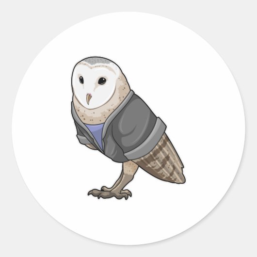 Owl als secretaris ronde sticker (Voorkant)