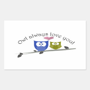 Owl altijd van je houden, schattige Kunst Rechthoekige Sticker