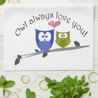 Owl altijd van je houden, schattige Kunst Theedoek