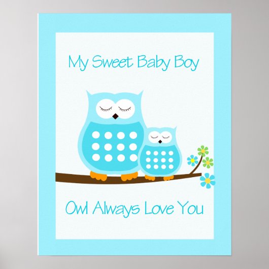 OWL Always Love you (Blauw)  MUURKUNSTAFDRUK 16x20 Poster (Voorkant)