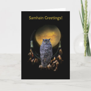 Owl and Dream Catcher Samhain Kaart