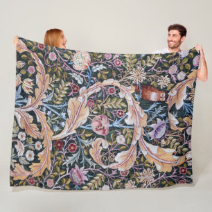 Owl and Flowers, William Morris Fleece Deken