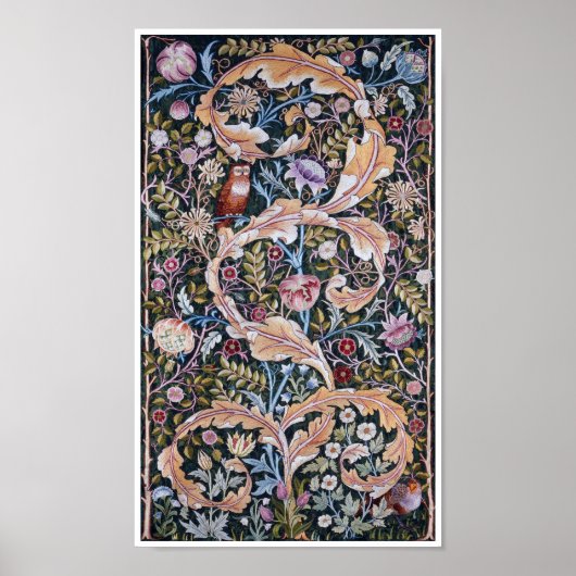 Owl and Flowers, William Morris Poster (Voorkant)