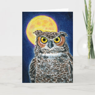Owl and Moon Feestdagen Kaart