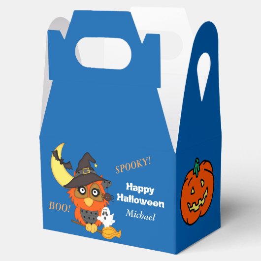 Owl and Pumpkin Kinder Personalized Halloween Bedankdoosjes (Geopend)