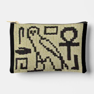 Owl Ankh Hieroglyphs Natural Artisan Crochet Print Etui