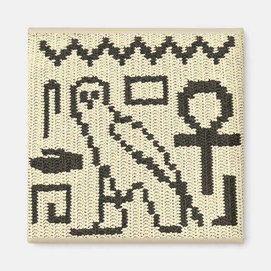 Owl Ankh Natural Hieroglyphs Crochet Print on Magneet (Voorkant)
