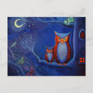 Owl Art Briefkaart - "Het bos bij nacht"