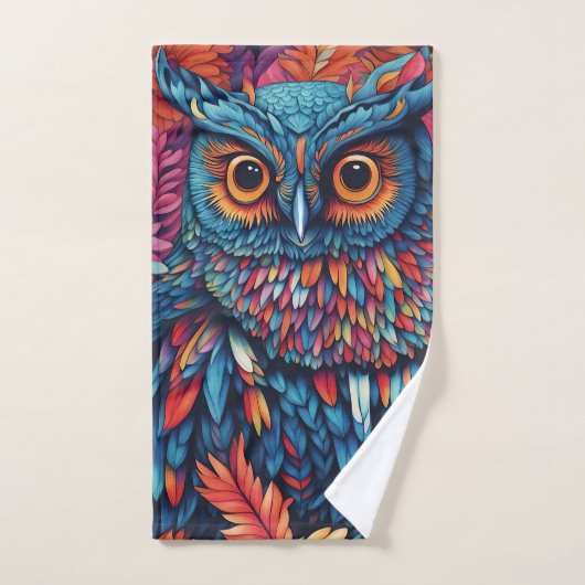 Owl Art Drawing Bad Handdoek (Handdoek)