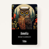 Owl at Night with a Full Moon Badge (Achterkant)