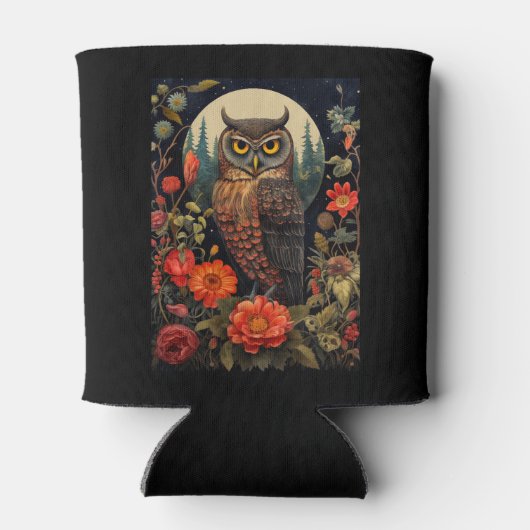 Owl at Night with a Full Moon Blikjeskoeler (Achterkant)