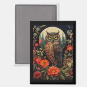 Owl at Night with a Full Moon Magneet (Voorkant / Achterkant)
