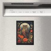 Owl at Night with a Full Moon Magneet (Insitu (Vaatwasser))