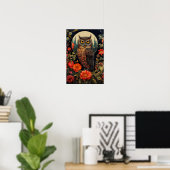 Owl at Night with a Full Moon Poster (Thuiskantoor)