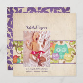 Owl Baby Birth Announements Aankondiging (Voorkant / Achterkant)