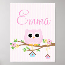 Owl Baby Girl gepersonaliseerd poster