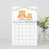 Owl baby shower bingo card (Staand voorkant)