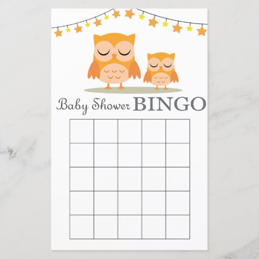 Owl baby shower bingo card (Voorkant)