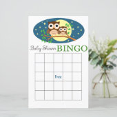 Owl baby shower bingo card (Staand voorkant)