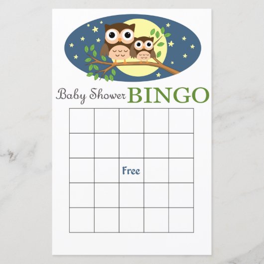 Owl baby shower bingo card (Voorkant)