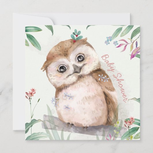 Owl Baby shower Invitation Feestdagenkaart (Voorkant)