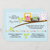 Owl Baby shower Invitation Kaart (Voorkant / Achterkant)