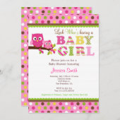Owl Baby shower Invitation Kaart (Voorkant / Achterkant)