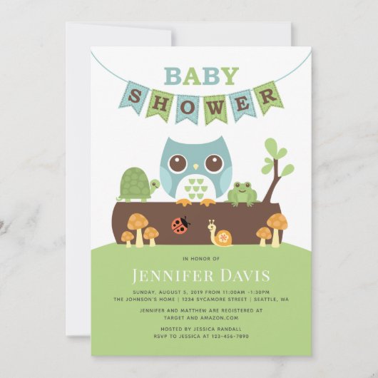 Owl Baby shower Invitation Kaart (Voorkant)