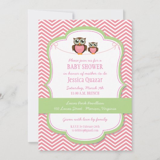 Owl Baby shower Invitation Kaart (Voorkant)