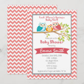 Owl Baby shower Invitation Kaart (Voorkant / Achterkant)