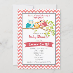 Owl Baby shower Invitation Kaart