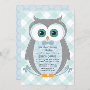 Owl baby shower nodigbos kaart