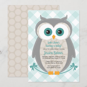 Owl baby shower nodigt gender-neutraal bos uit kaart