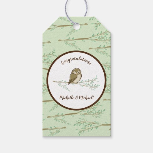 Owl Baby shower Woodland Cadeaulabel (Voorkant)