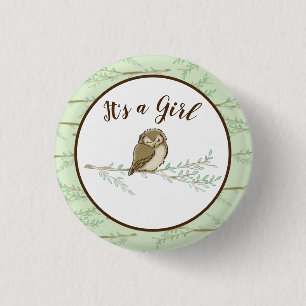 Owl Baby shower Woodland Ronde Button 3,2 Cm