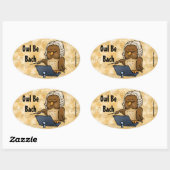 Owl be Bach Funny Owl Cartoon Ovale Sticker (Vel)