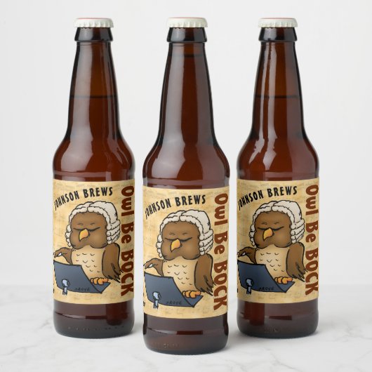 Owl Be Bock Funny Homebrew Bier Etiket (Flessen)